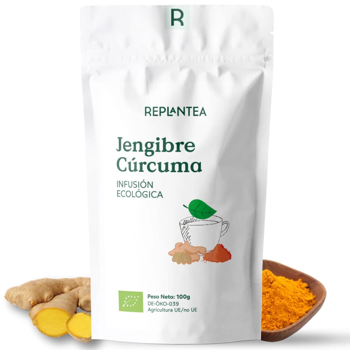 Envase de Jengibre-Curcuma Ecológica, Replantea