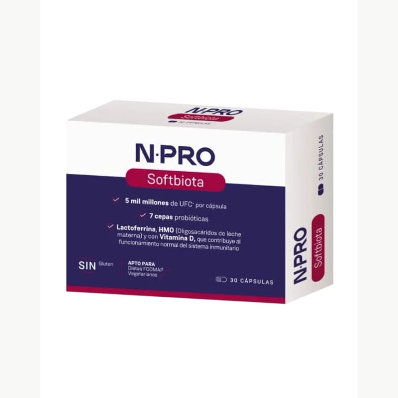 Envase de Sofbiota 30 cápsulas, NPro